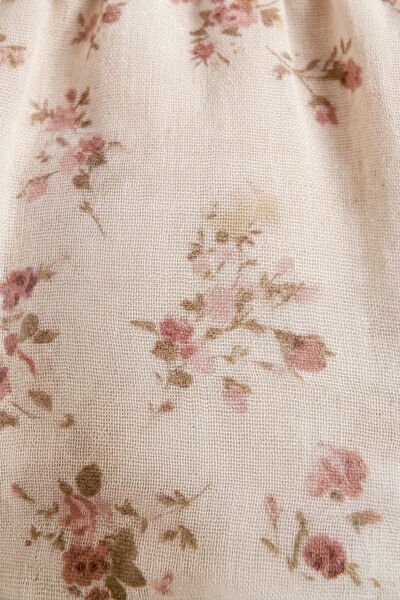 Fırfırlı Çiçekli 100% Pamuk Müslin Kız Bebek Elbise