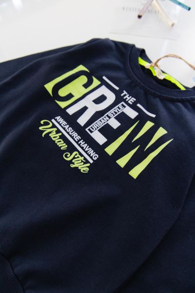Crew Baskılı Erkek Çocuk Sweat