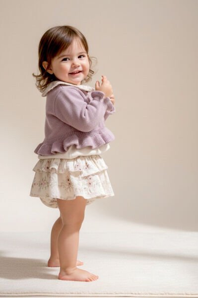 Çiçekli Müslin 3'lü 100% Pamuk Kız Bebek Salopet Elbise