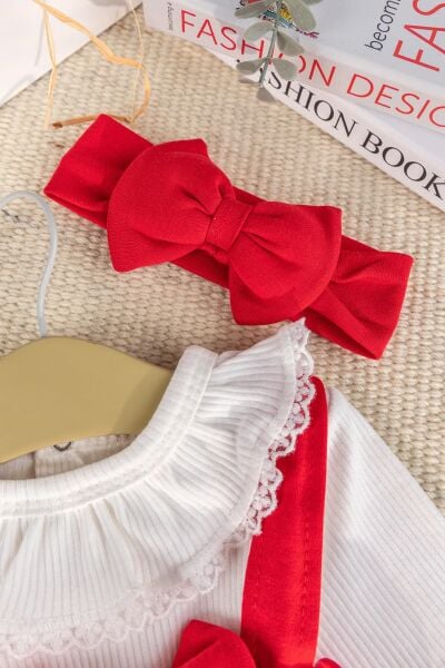 Fırfır Yakalı 100% Pamuk  Kız Bebek Elbise Tulum