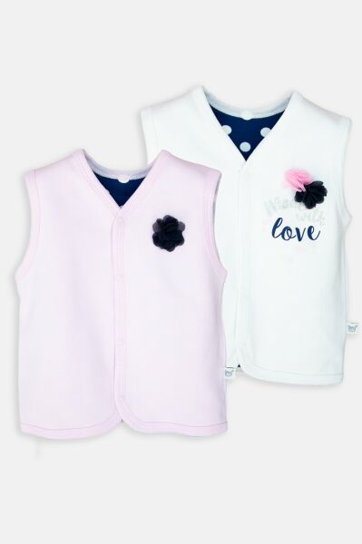 Love Baskılı İkili Kız Bebek Yelek