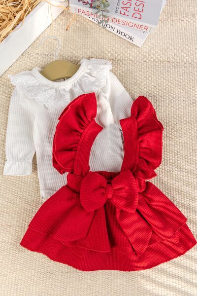 Fiyonklu 100% Pamuk Şık Kız Bebek Jile Etek Elbise