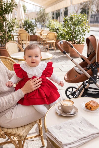 Fiyonklu 100% Pamuk Şık Kız Bebek Jile Etek Elbise