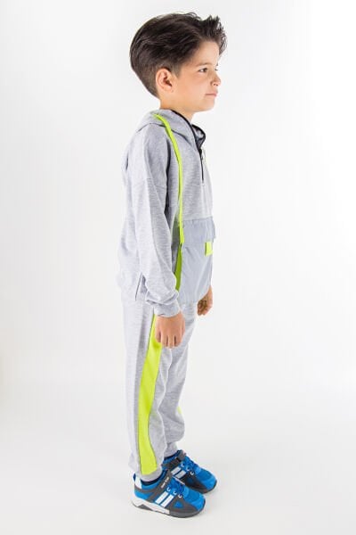 Neon Detaylı Kapüşonlu Erkek Çocuk Eşofman Takımı