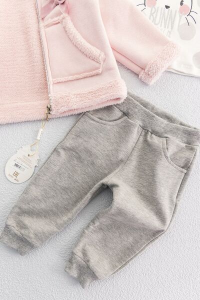 Kız Bebek Tavşan Figürlü Üçlü Kız Bebek Takım