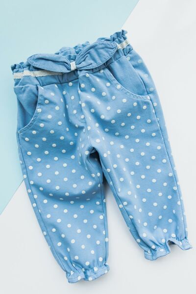 Puantiye Desenli Gabardin Kız Bebek Pantolon