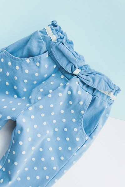 Puantiye Desenli Gabardin Kız Bebek Pantolon