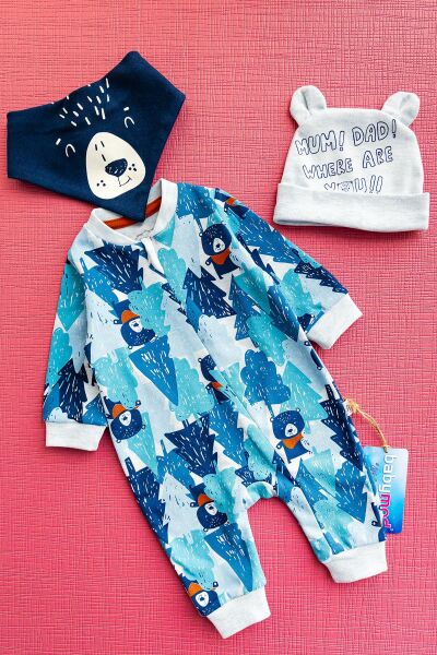 Ayıcık Figürlü Erkek Bebek Tulum