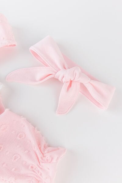 Güpürlü Fistolu Fiyonklu 5'li Kız Bebek Hastane Çıkışı Bebek Takımı