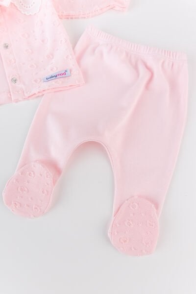 Güpürlü Fistolu Fiyonklu 5'li Kız Bebek Hastane Çıkışı Bebek Takımı