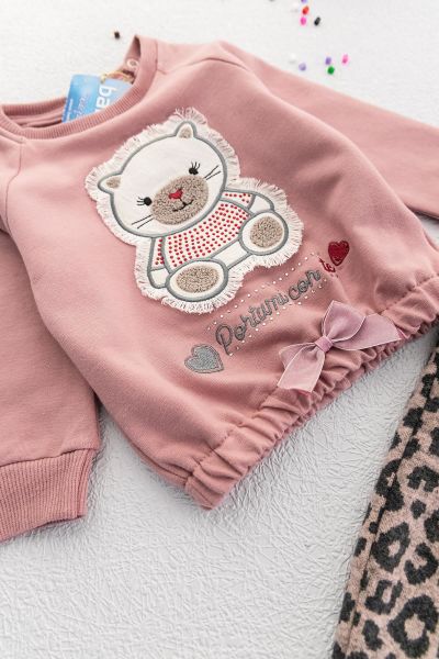 Ayıcık Figürlü Leoparlı Kız Bebek Takım