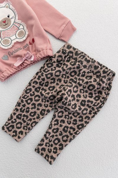 Ayıcık Figürlü Leoparlı Kız Bebek Takım