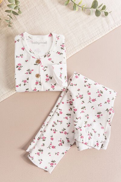 Çiçek Desenli Kız Çocuk Pijama Takımı