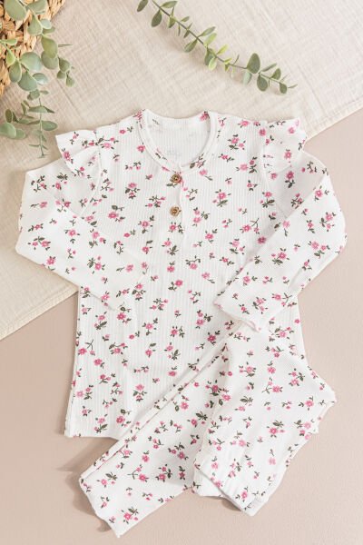 Çiçek Desenli Kız Çocuk Pijama Takımı