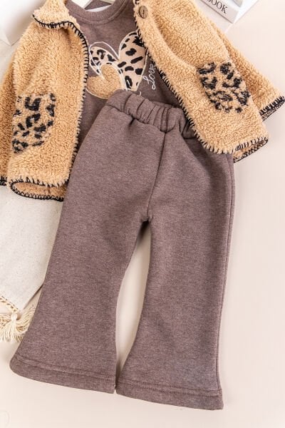 Peluş Hırkalı İki İplik Kışlık Kız Bebek Takım Set