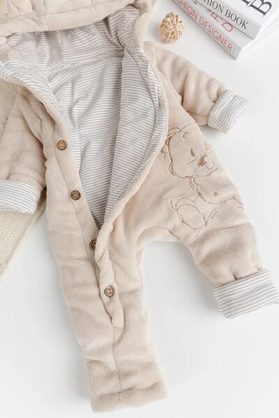 Ayıcık Figürlü Welsoft Peluş Astronot  Kışlık Kız Erkek Bebek Tulum