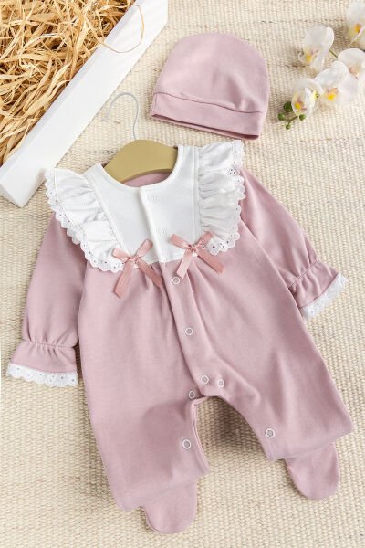 Yakası Fırfırlı Şık  Kız Bebek Tulum