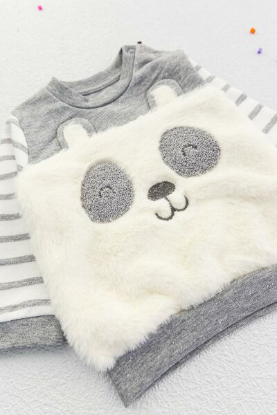 Erkek Bebek Sevimli Panda Alt Üst Bebek Takımı