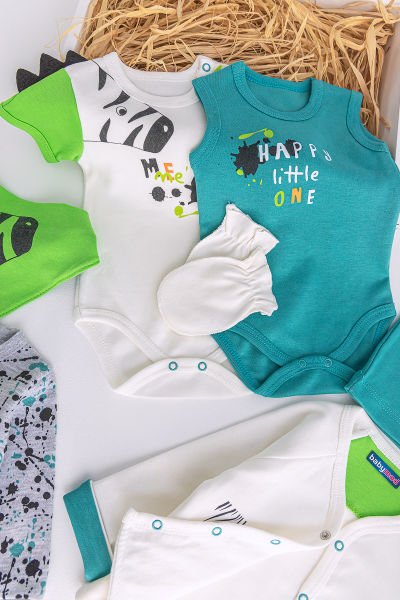 Zebra Figürlü 8 Parça Erkek Bebek Hastane Çıkışı Bebek Seti