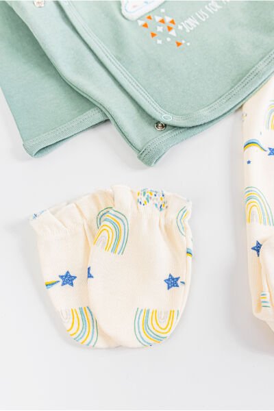Gökkuşağı Temalı 5 Parça Kız/Erkek Bebek Hastane Çıkışı Bebek Takımı