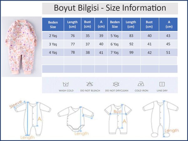 Gökkuşağı Temalı Kız Bebek/Çocuk Uyku Tulumu SOMON - 5 Yaş