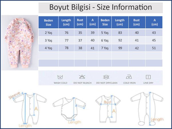 Gökkuşağı Temalı Kız Bebek/Çocuk Uyku Tulumu SOMON - 6 Yaş