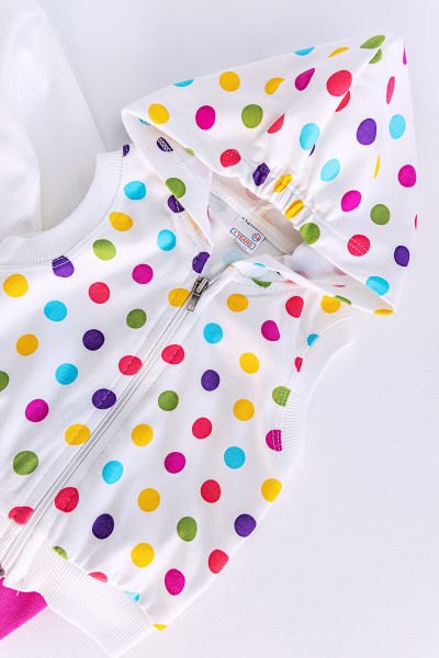 Kız Bebek Takım Puantiyeli Tavşan Desenli Yelekli Bebek Takım