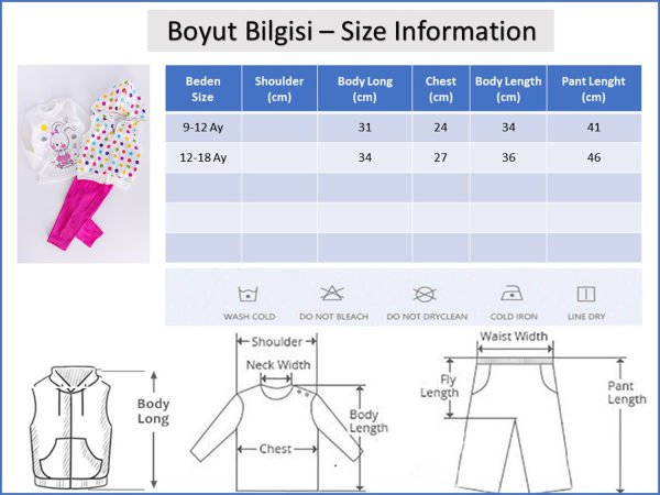 Kız Bebek Takım Puantiyeli Tavşan Desenli Yelekli Bebek Takım