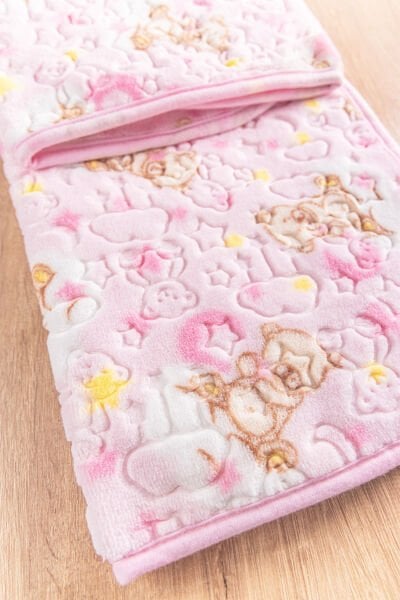 Figürlü Peluş Kız/Erkek Bebek Battaniye PEMBE -  Tek Ebat