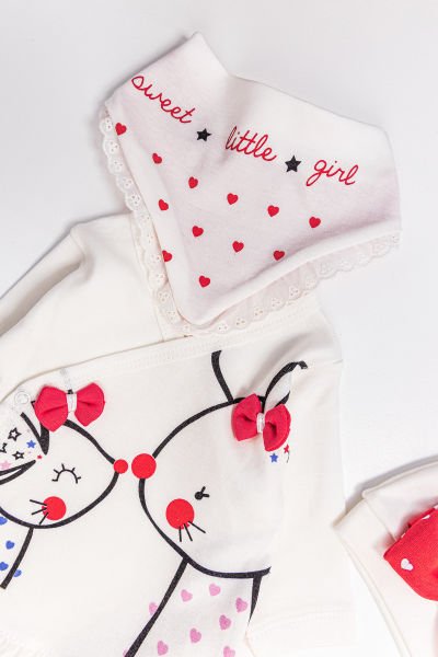 Little Mouse 5 Parça Kız Bebek Hastane Çıkışı Bebek Takımı