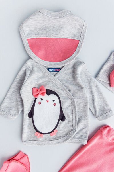Penguen Desenli 5 Parça Kız Bebek Takımı Bebek Hastane Çıkışı