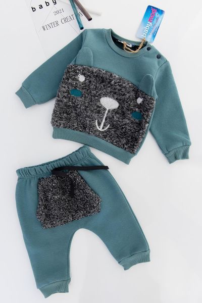 Peluş Ayıcık Figürlü Erkek Bebek Eşofman Takımı