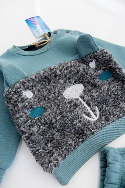 Peluş Ayıcık Figürlü Erkek Bebek Eşofman Takımı