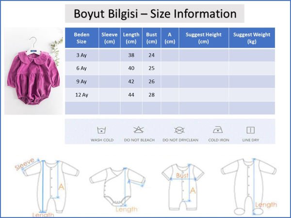 Bebe Yakalı Kadife Kız Bebek Tulum