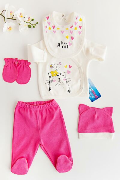 Babymod Layette Kedili Kız Bebek Hastane Çıkışı Zıbın Seti
