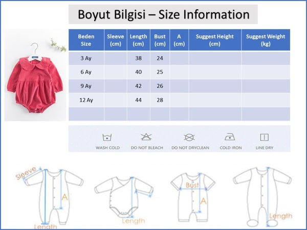 Bebe Yakalı Kadife Kız Bebek Tulum