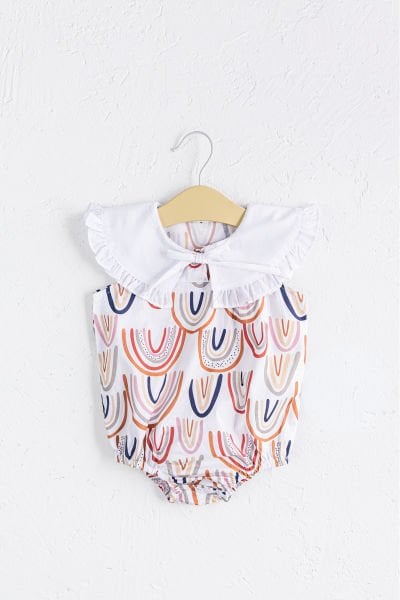 Gökkuşağı Desenli Kız Bebek Tulum