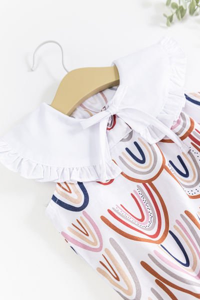 Gökkuşağı Desenli Kız Bebek Tulum