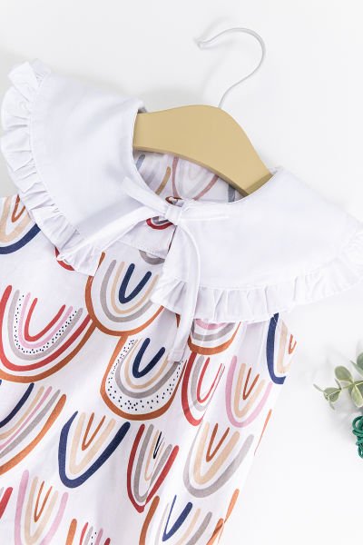 Gökkuşağı Desenli Kız Bebek Tulum