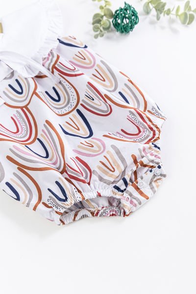 Gökkuşağı Desenli Kız Bebek Tulum