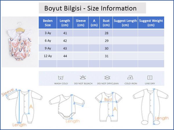 Gökkuşağı Desenli Kız Bebek Tulum