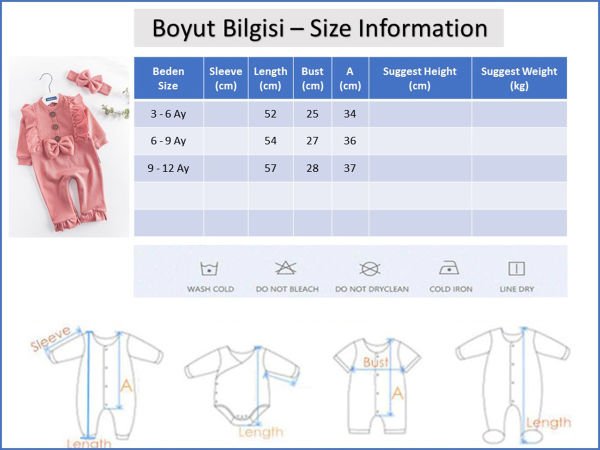 Fiyonklu Bandanalı Kız Bebek Tulum