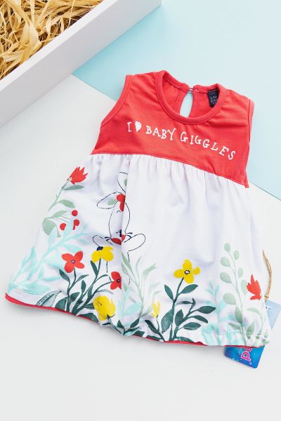 Çiçek Desenli Yazlık Penye Bebek Elbise