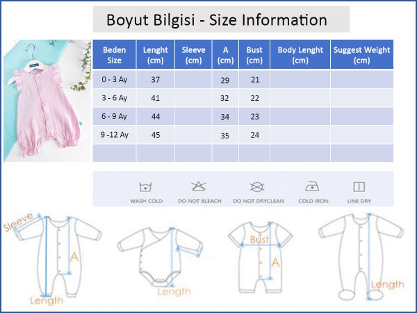 Fırfırlı Müslin Kız Bebek Tulum PEMBE -  0-3 AY