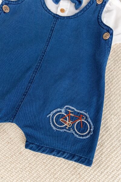 Papyonlu Denim ŞıkYazlık Kot Erkek Bebek Salopet Tulum takım