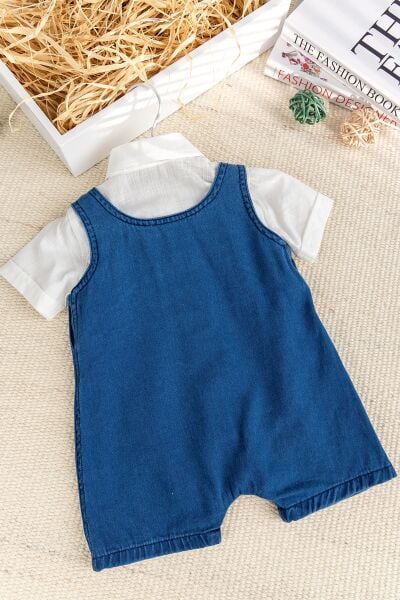Papyonlu Denim ŞıkYazlık Kot Erkek Bebek Salopet Tulum takım