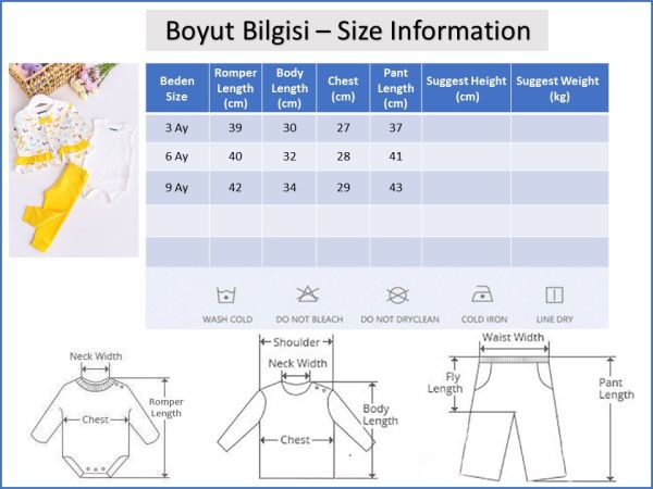 Kız Bebek Takım Sincap Temalı Fırfırlı 3 Parça Kız Bebek Takım