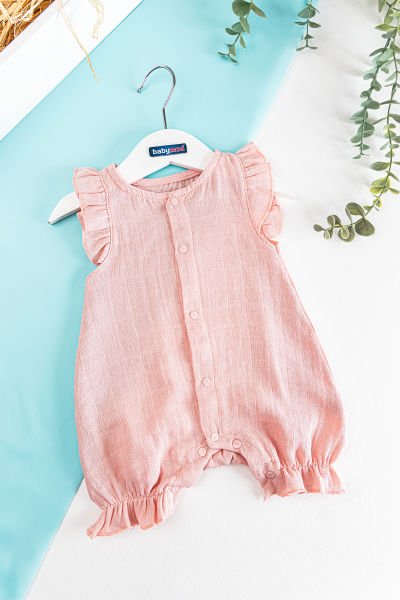 Fırfırlı Müslin Kız Bebek Tulum SOMON -  6-9 AY