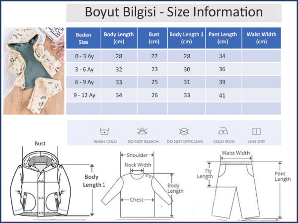 Araba Figürlü Kapüşonlu Hırkalı 3'lü Erkek Bebek Takım