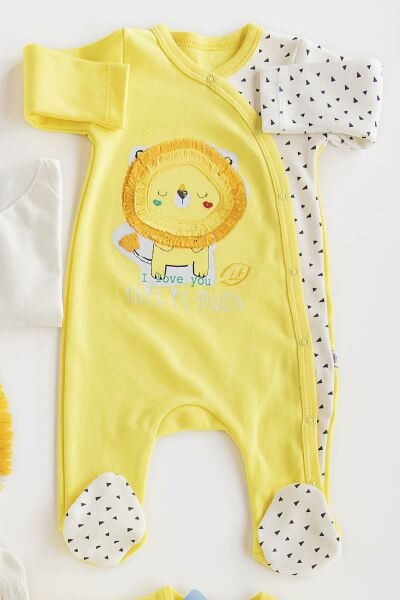 Babymod Layette Aslan Figürlü Bebek Hastane Çıkışı Tulumlu Zıbın Seti